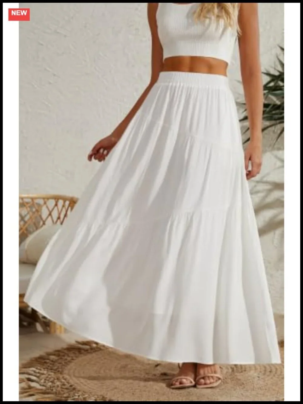 Flowy Maxi Skirt High Waist A-Line with Pockets Lightweight Rayon